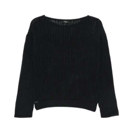 Ribbed Boat-Neck Sweater