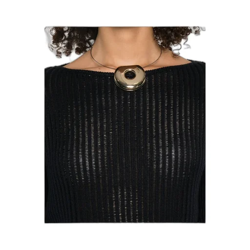 Ribbed Boat-Neck Sweater