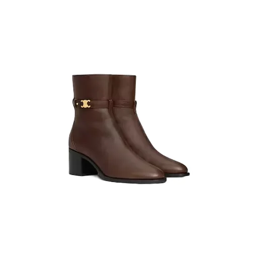 Celine Garance Triomphe Strap Boot In Calfskin
