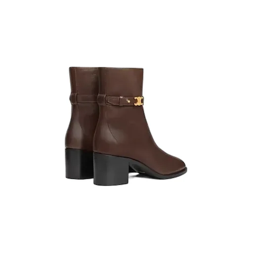 Celine Garance Triomphe Strap Boot In Calfskin