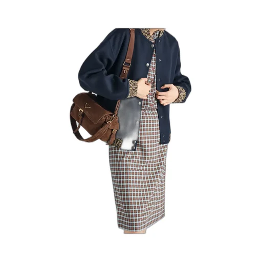 Checked Stretch Georgette Skirt