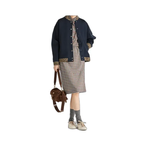 Checked Stretch Georgette Skirt