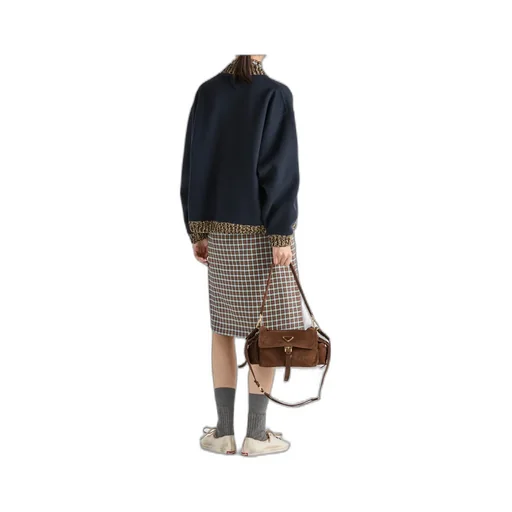 Checked Stretch Georgette Skirt