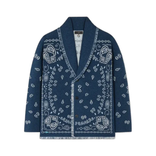 Alanui Paisley Jacquard Fringed Edge Cardigan