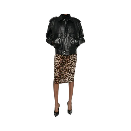 Saint Laurent Animla Printed Midi Skirt