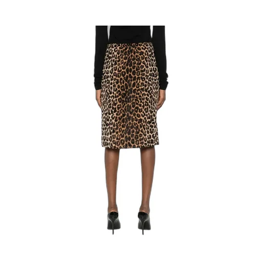 Saint Laurent Animla Printed Midi Skirt