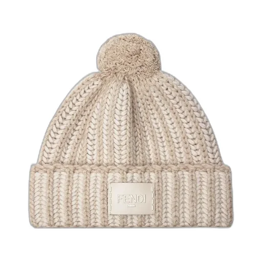 Embroidered Pompom Beanie Hat