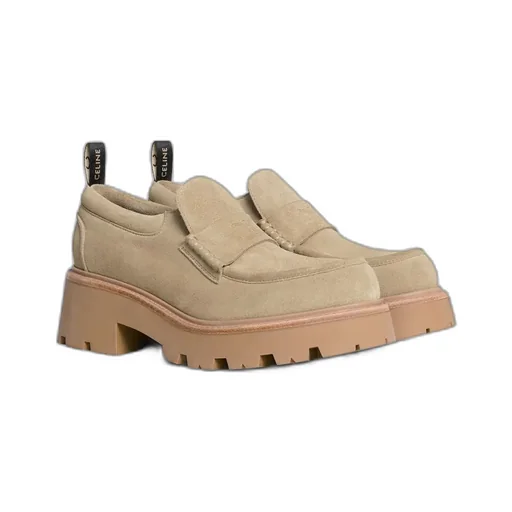 Celine Triomphe Loafers In Suede Calfskin