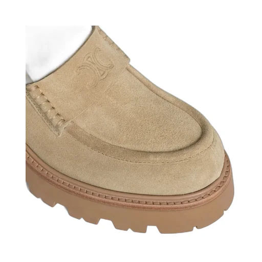 Celine Triomphe Loafers In Suede Calfskin