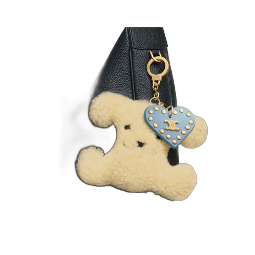 Triomphe Pom-Pom Charm In Shearling And Calfskin