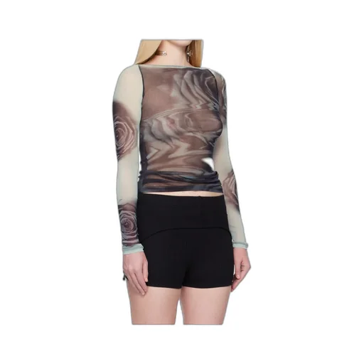 The Gray Blurry Roses' Top