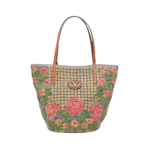 Valentino Flower Embroidered Tote Bag