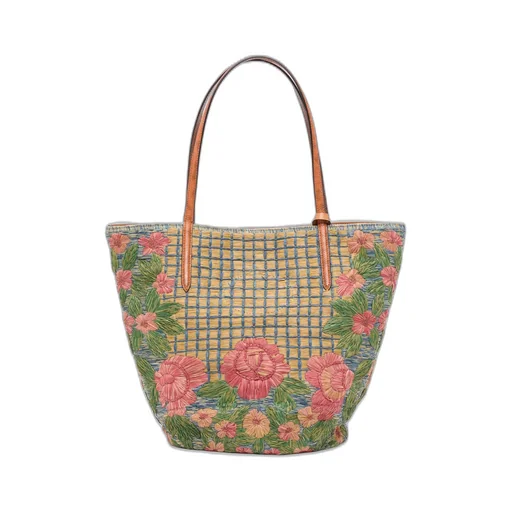 Valentino Flower Embroidered Tote Bag