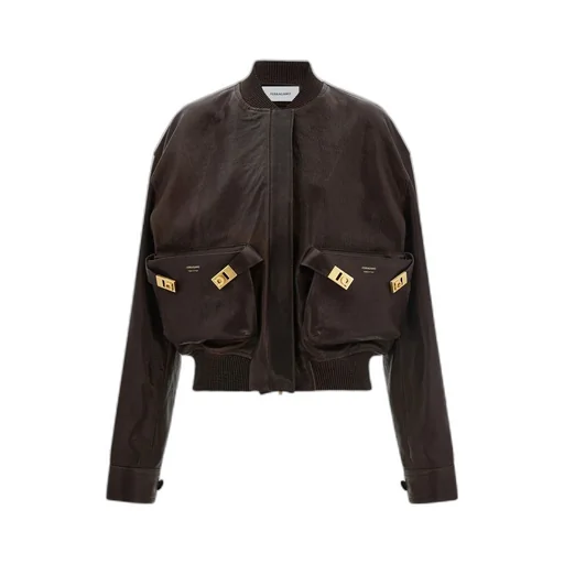Ribbed-Trim Patch-Pocket Bomber Jacket