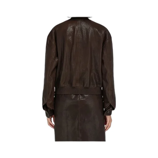 Ribbed-Trim Patch-Pocket Bomber Jacket