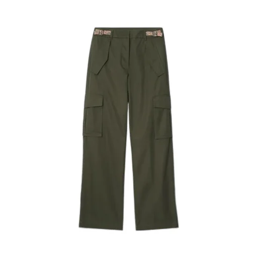 Burberry Check Trim Gabardine Cargo Trousers
