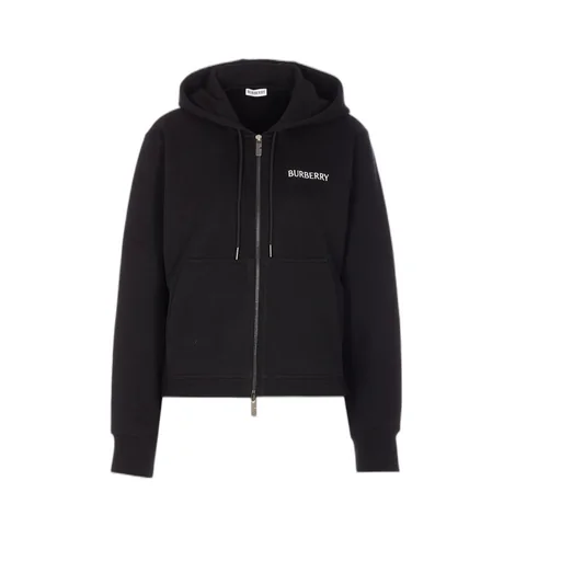 Burberry Logo Printed Zip-Up Drawstring Hoodie