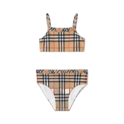 Burberry Kids Ruffe Trim Check Bikini