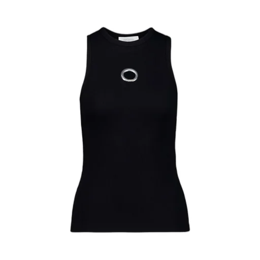 Eyelet-Detail Ribbed Tank Top