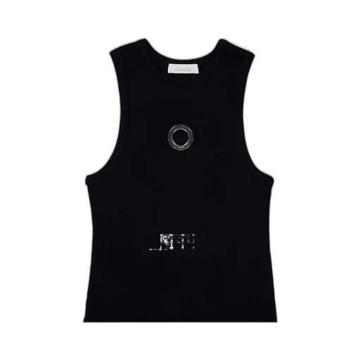 Eyelet-Detail Ribbed Tank Top