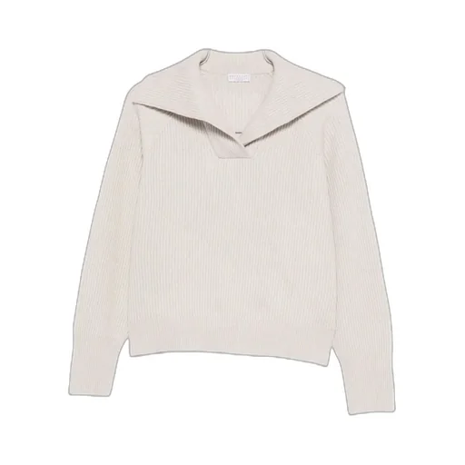 Ribbed Sailor-Collar Sweater