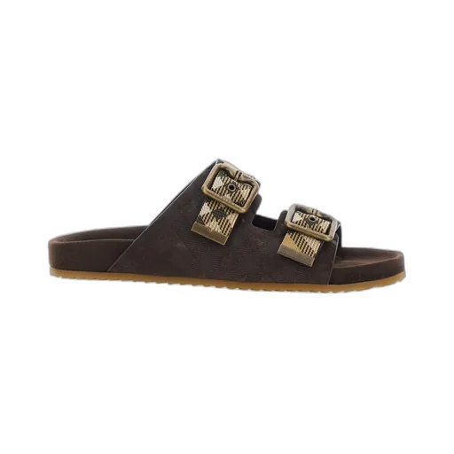Burberry Double Buckle Checked Sandals