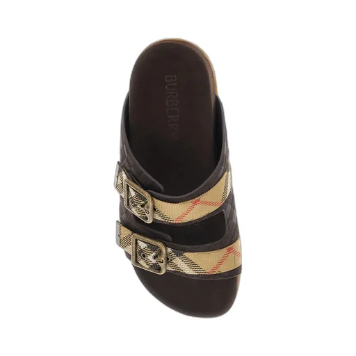 Burberry Double Buckle Checked Sandals