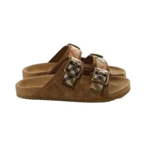 Burberry Checked Double-Buckle Sandals