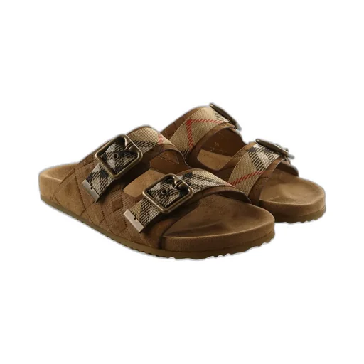 Burberry Checked Double-Buckle Sandals