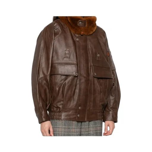 Flap-Pocket Leather Jacket