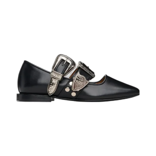 Buckle-Detail Ballet Flats