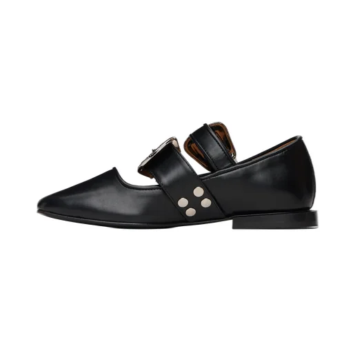 Buckle-Detail Ballet Flats