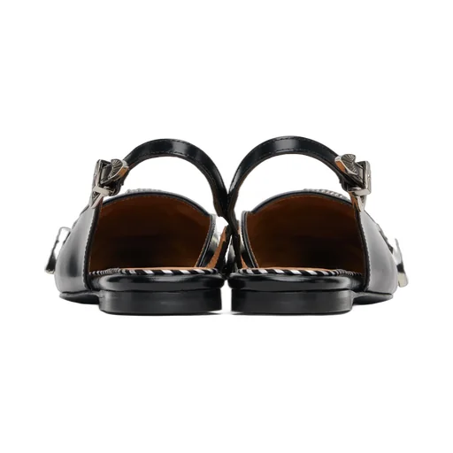 Buckle-Embellished Slingback Mules
