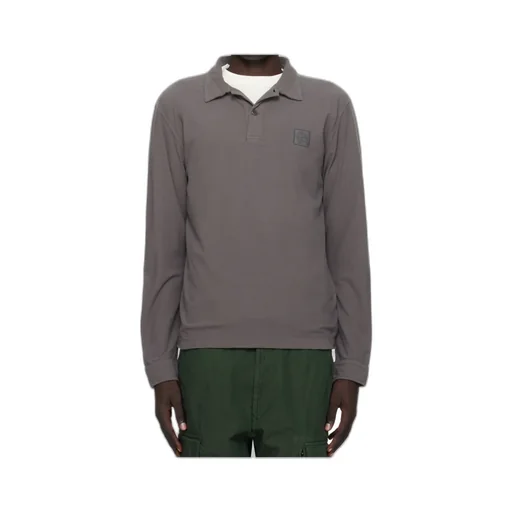Long-Sleeved Cotton Jersey Polo Shirt