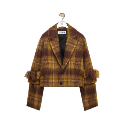 Plaid-Pattern Wool Jacket