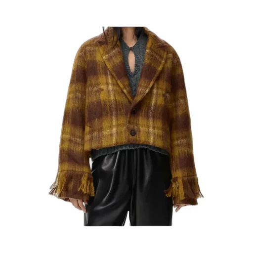 Plaid-Pattern Wool Jacket