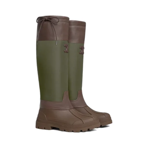 Celine Riley High Boot In Nylon And Calfskin