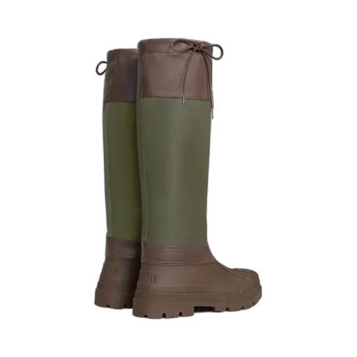 Celine Riley High Boot In Nylon And Calfskin