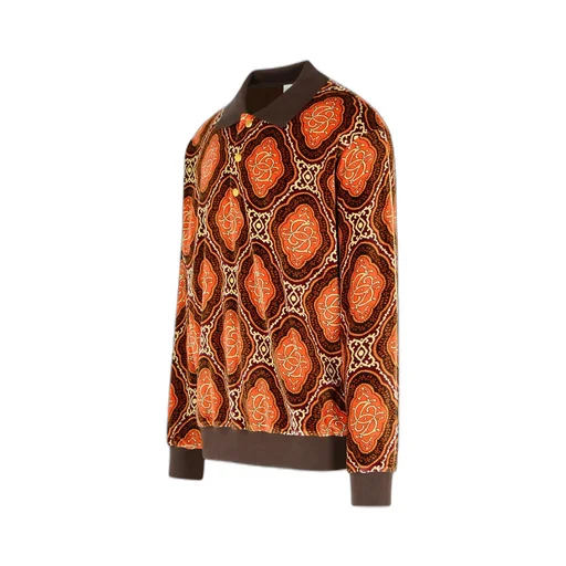 Patterned Velour Polo Shirt