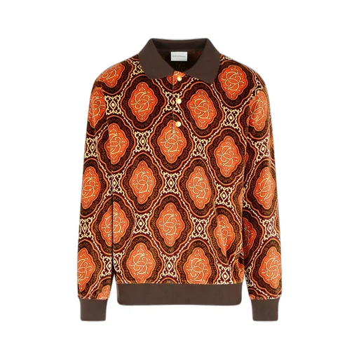 Patterned Velour Polo Shirt