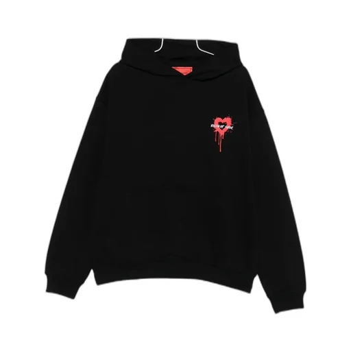 Black Hoodie With Puff Print On