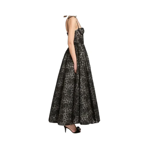 Floral-Embroidered Corset Midi Dress
