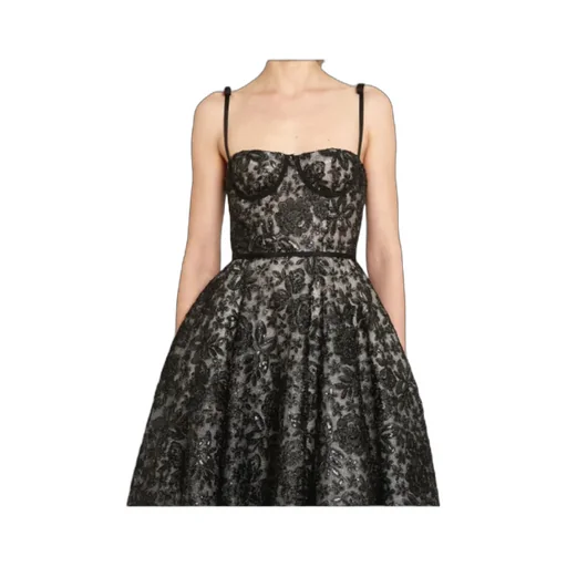 Floral-Embroidered Corset Midi Dress