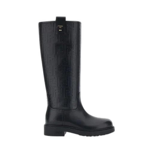 Fendi All-Over Ff Embossed Knee High Boots