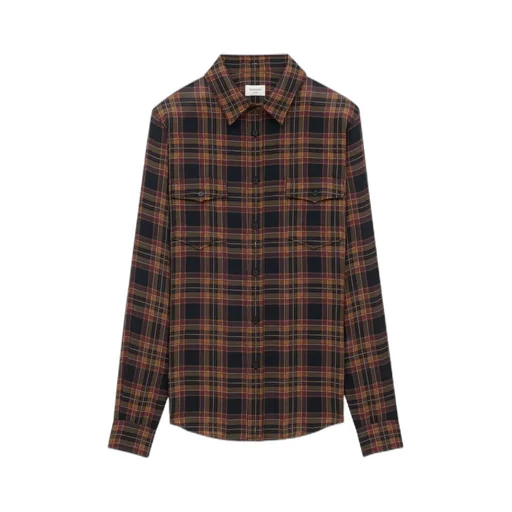 Saint Laurent Cassandre Checked Button-Up Shirt