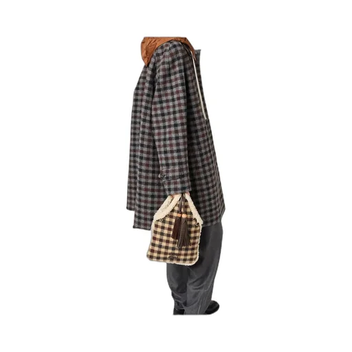 Gingham And Shearling Handbag