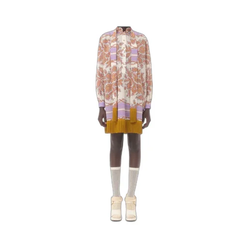 Valentino	Paisley Printed Fringed Edge Mini Dress