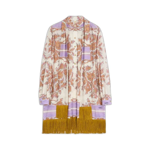 Valentino	Paisley Printed Fringed Edge Mini Dress