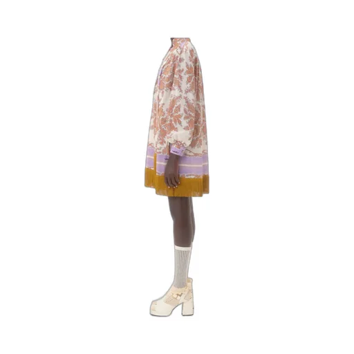 Valentino	Paisley Printed Fringed Edge Mini Dress