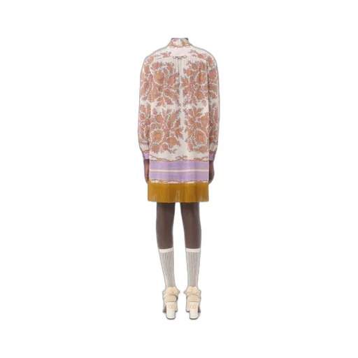 Valentino	Paisley Printed Fringed Edge Mini Dress